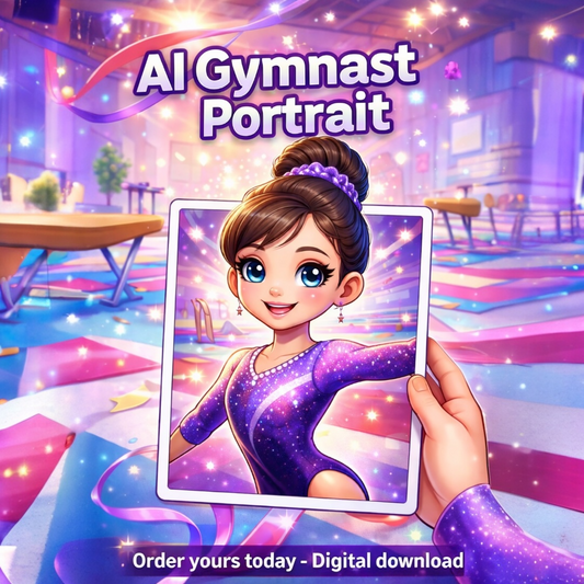 🤸‍♀️ Turn Your Gymnast Into a Cartoon Hero – AI Digital Portrait