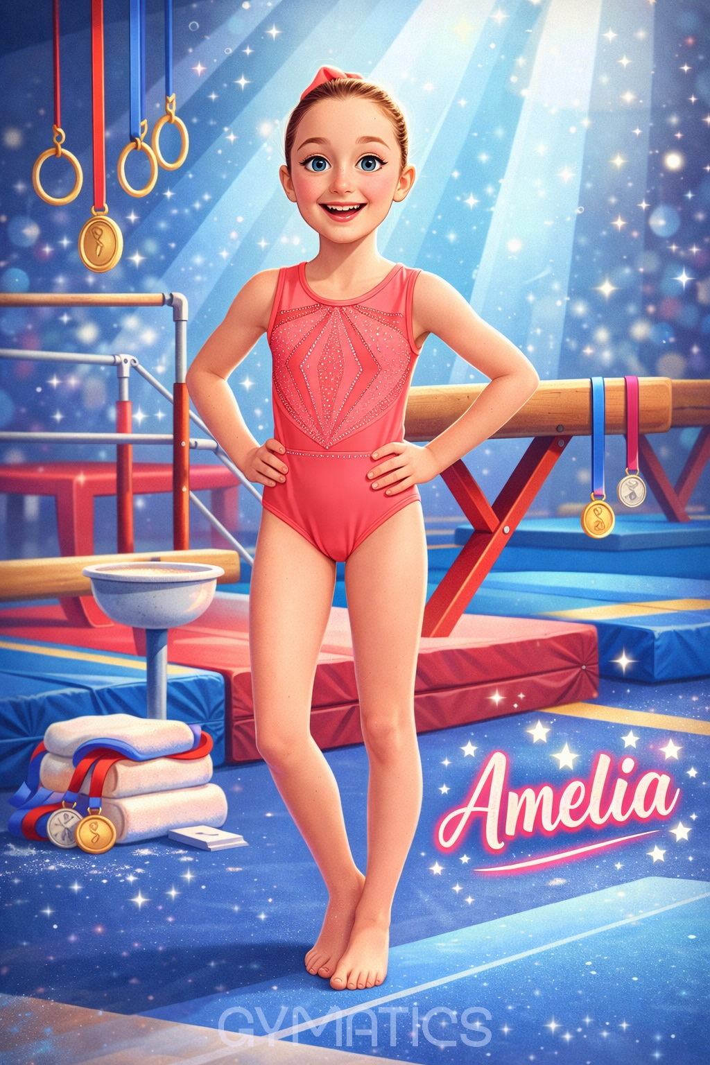 🤸‍♀️ Turn Your Gymnast Into a Cartoon Hero – AI Digital Portrait