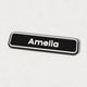 Personalised Buddy NameTag in black with raised white name and border