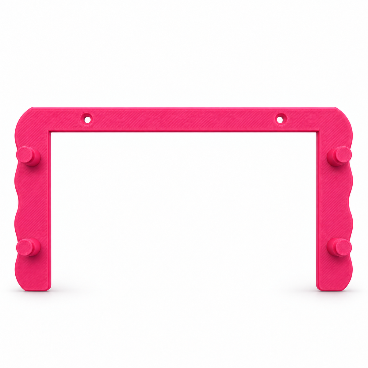 Separate Hot Pink wall-mounting bracket with four pegs and two fixing holes