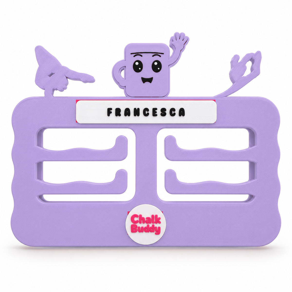 Lavender personalised ChalkBuddy gymnastics medal holder without medals; digitally recoloured product preview