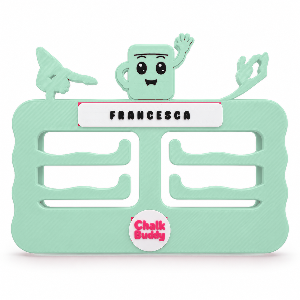 Mint Green personalised ChalkBuddy gymnastics medal holder without medals; digitally recoloured product preview