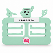 Medallero de gimnasia ChalkBuddy personalizado en verde menta, sin medallas; vista previa del producto recoloreada digitalmente