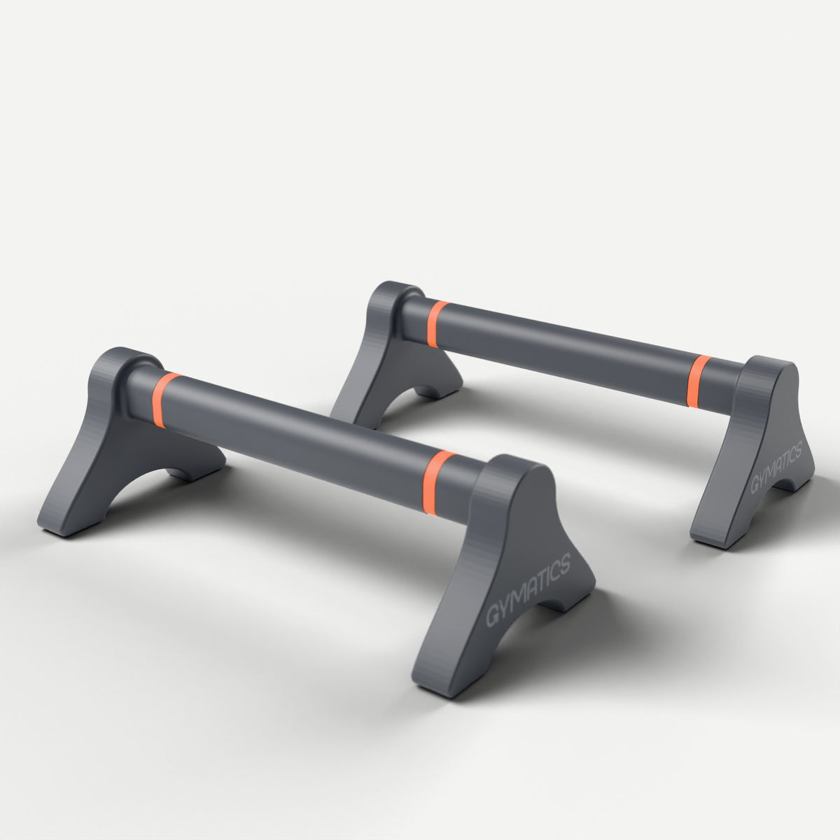 Gymatics ParaBar parallettes pair in Graphite with orange strips