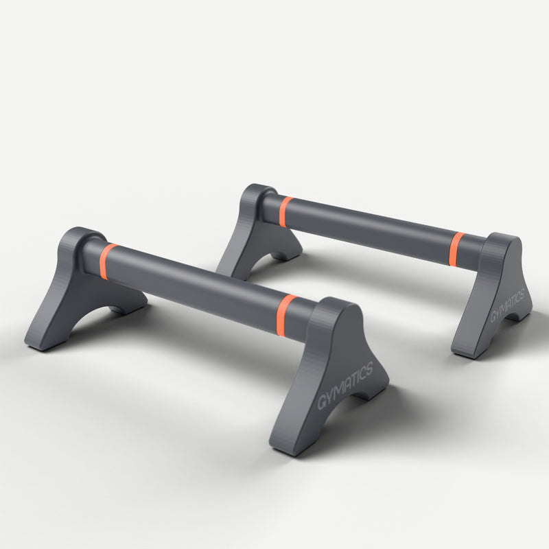 Gymatics ParaBar parallettes pair in Graphite with orange strips